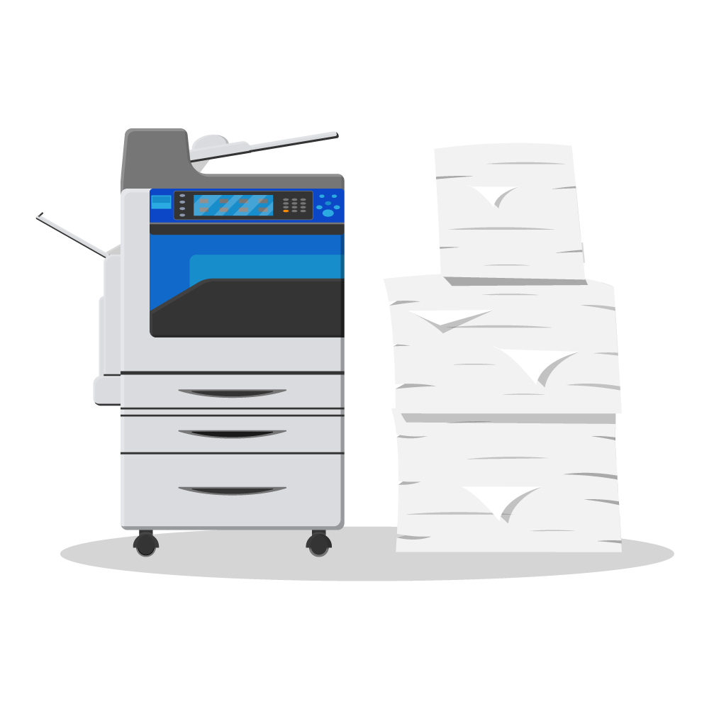 clipart image of a scanner and paper